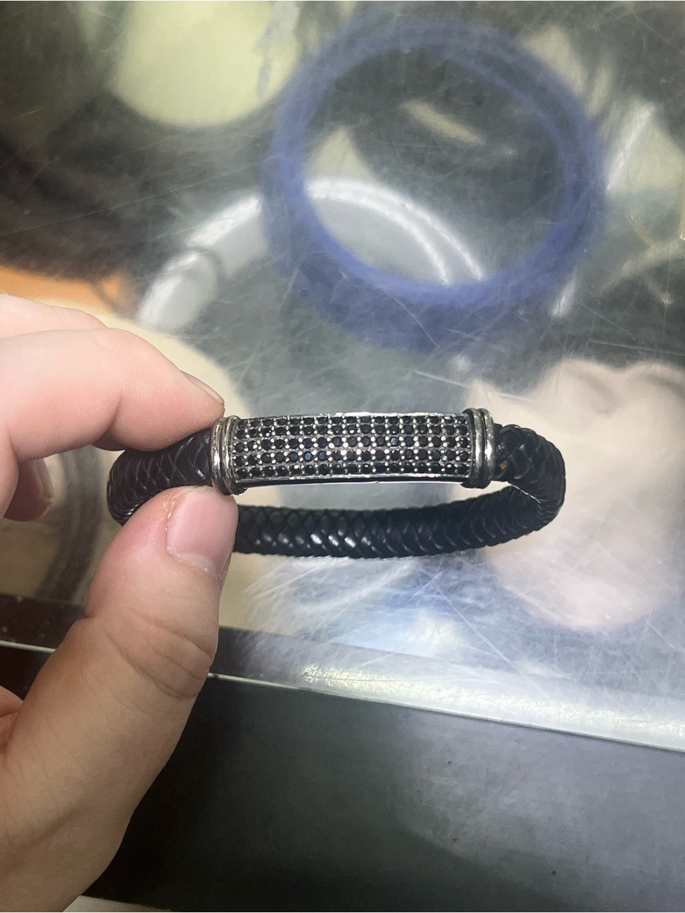 Effy Sterling Silver .925 Spinal Leather Bracelet